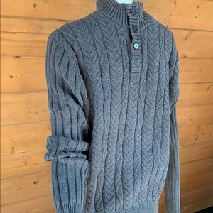 Jos. A Bank Medium Mens Gray Cable Knit Sweater A4